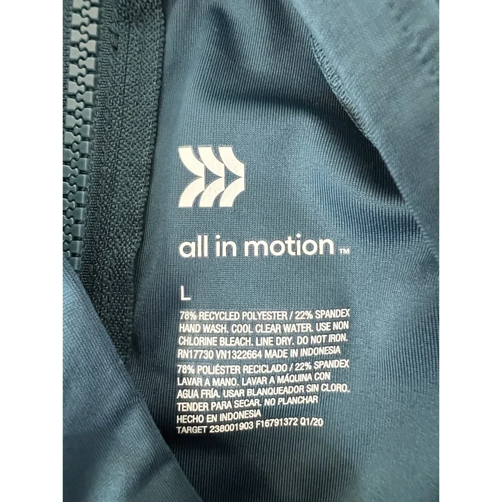 All In‎ Motion Women's Large Green  Mock Neck Long Sleeve Rash guard Surf NWT